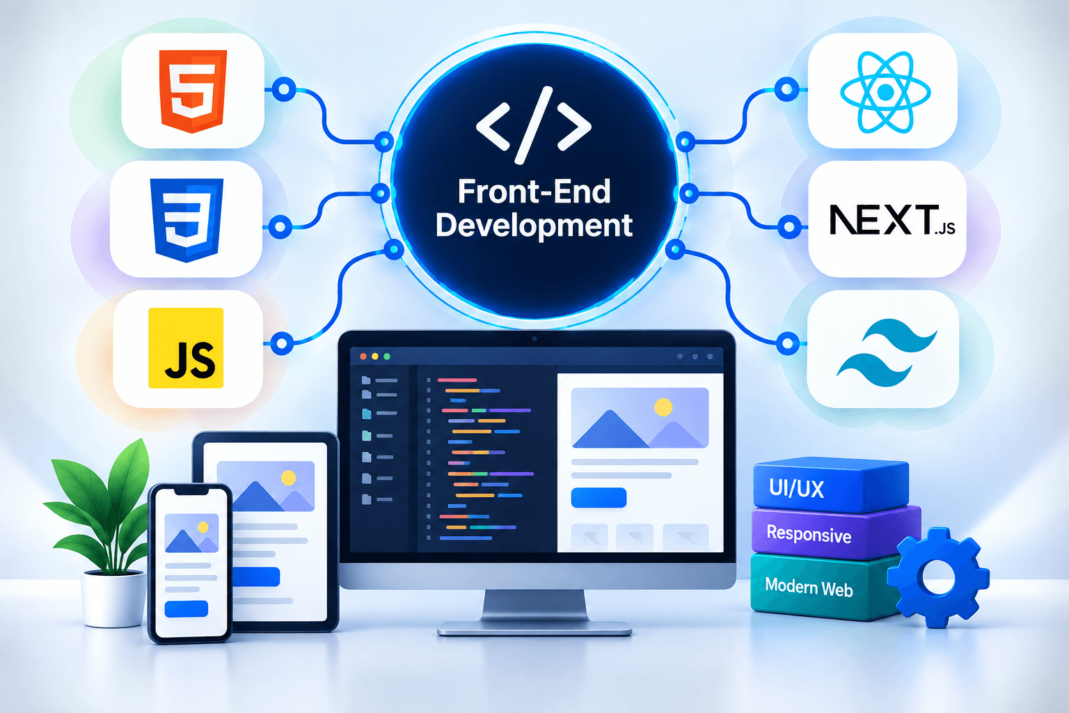 Front-end development in React and Next.js for a responsive website