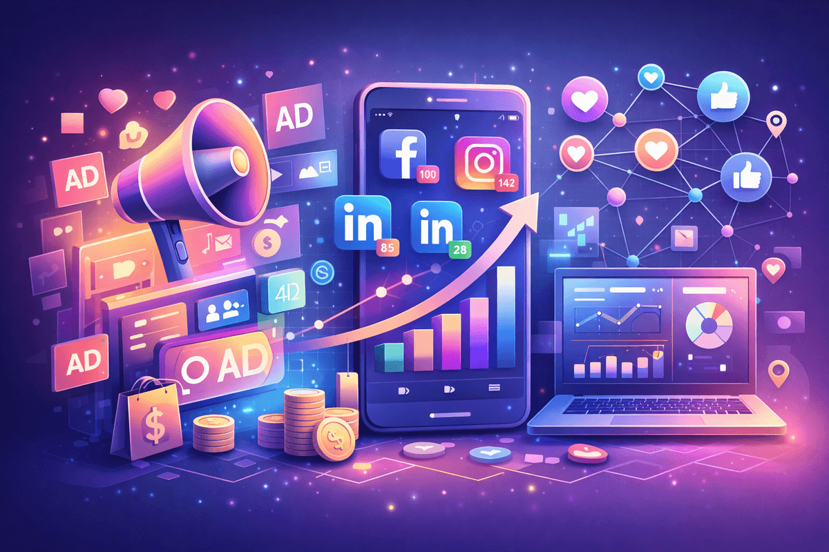 Social media marketing illustration