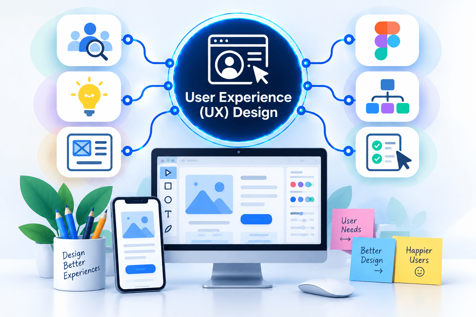 UX and UI design process for a responsive business website